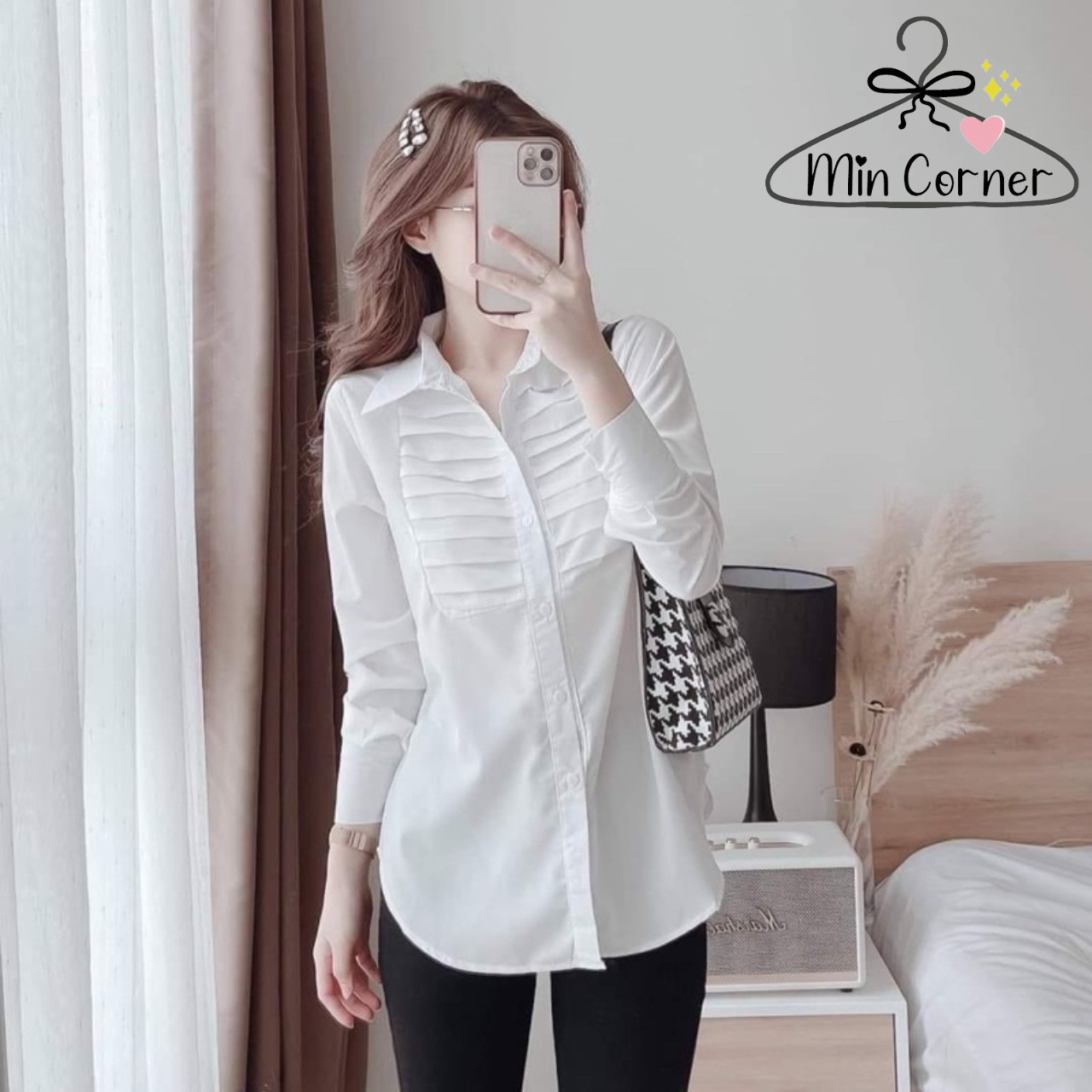 áo Sơ Mi Nữ Tay Dài Nẹp Xếp Ly Thân áo Chất Lụa Hàn Ms11 – Min Corner