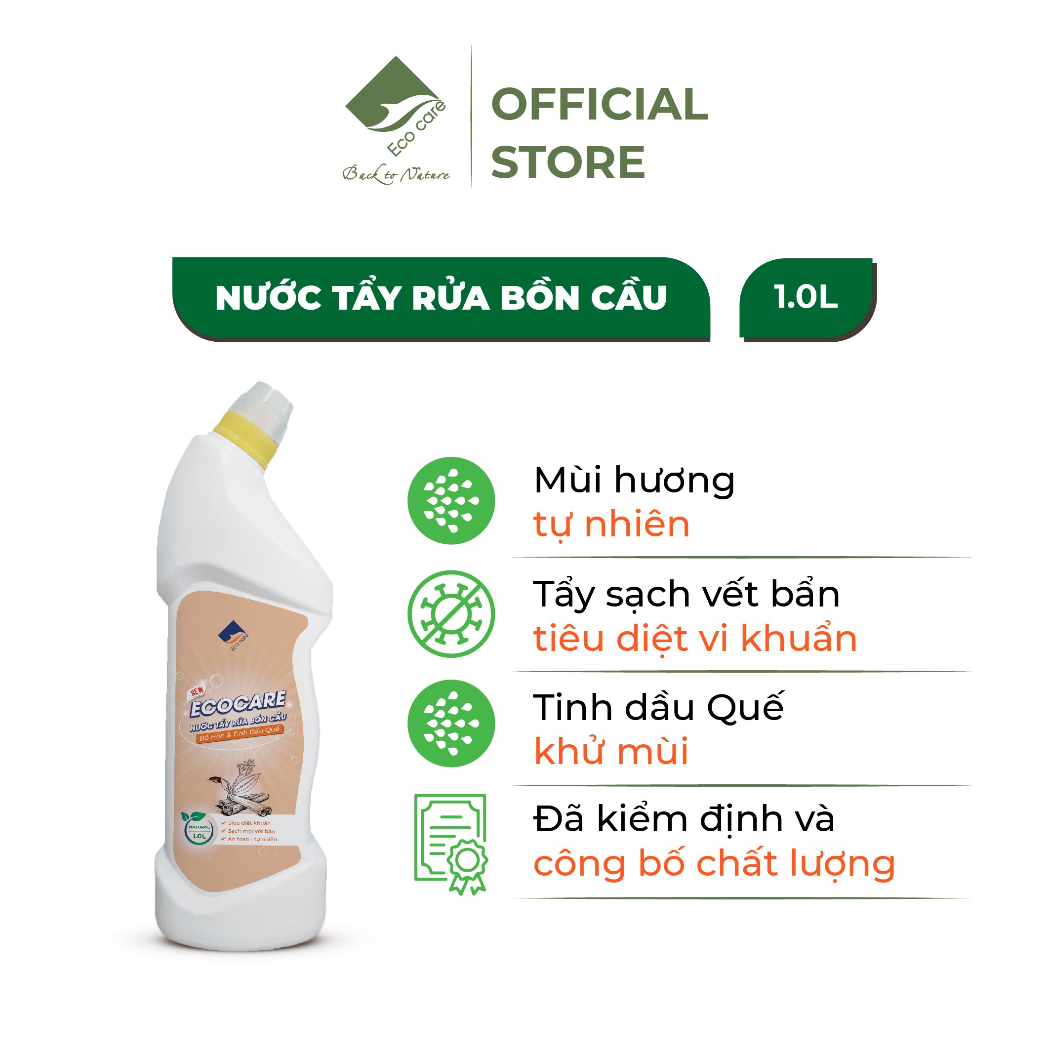 Nước Tẩy Rửa Bồn Cầu Tinh Dầu Quế 900ml – Ecocare