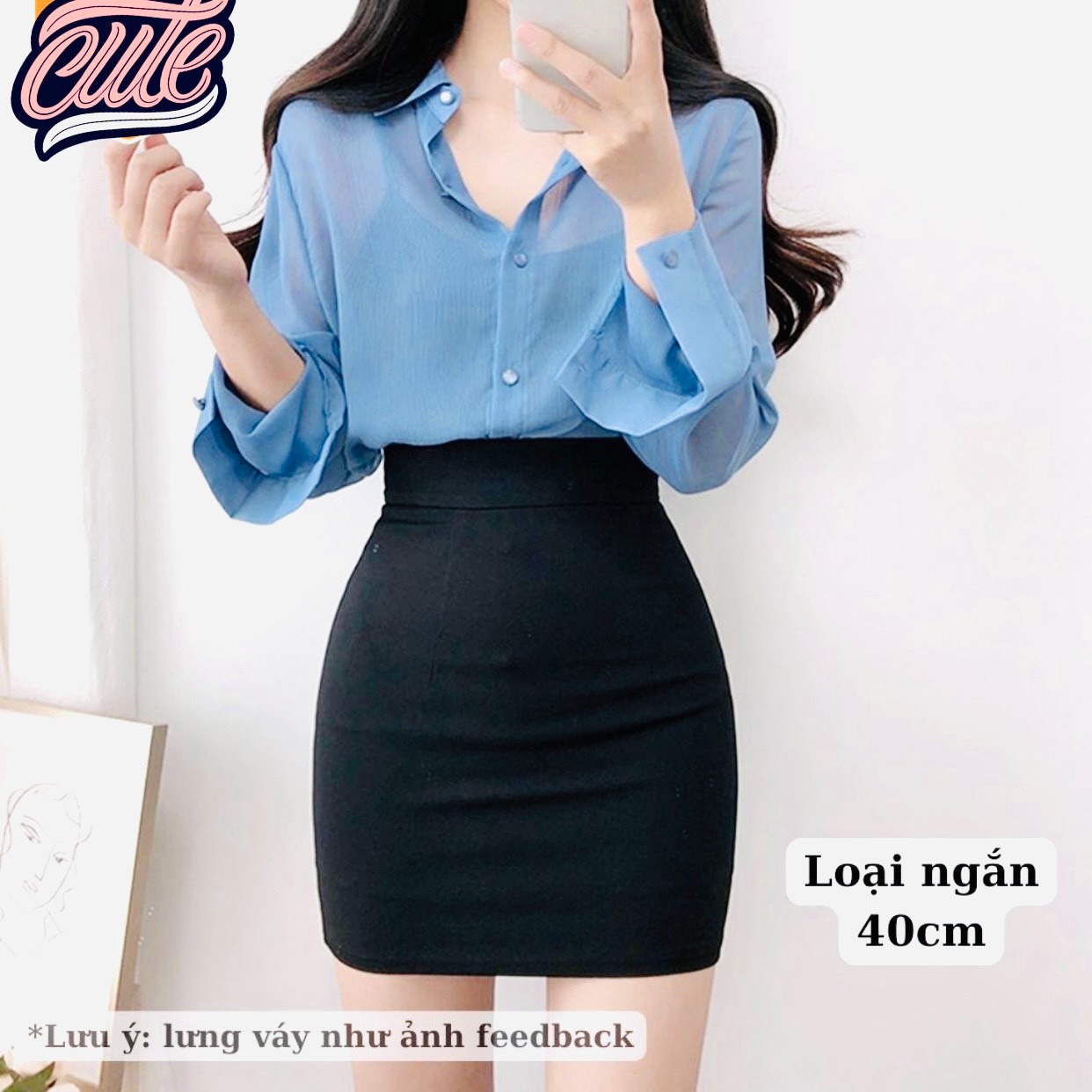 Chân Váy Công Sở Xẻ Tà Nữ Chất Mango Ug700 – Nana House