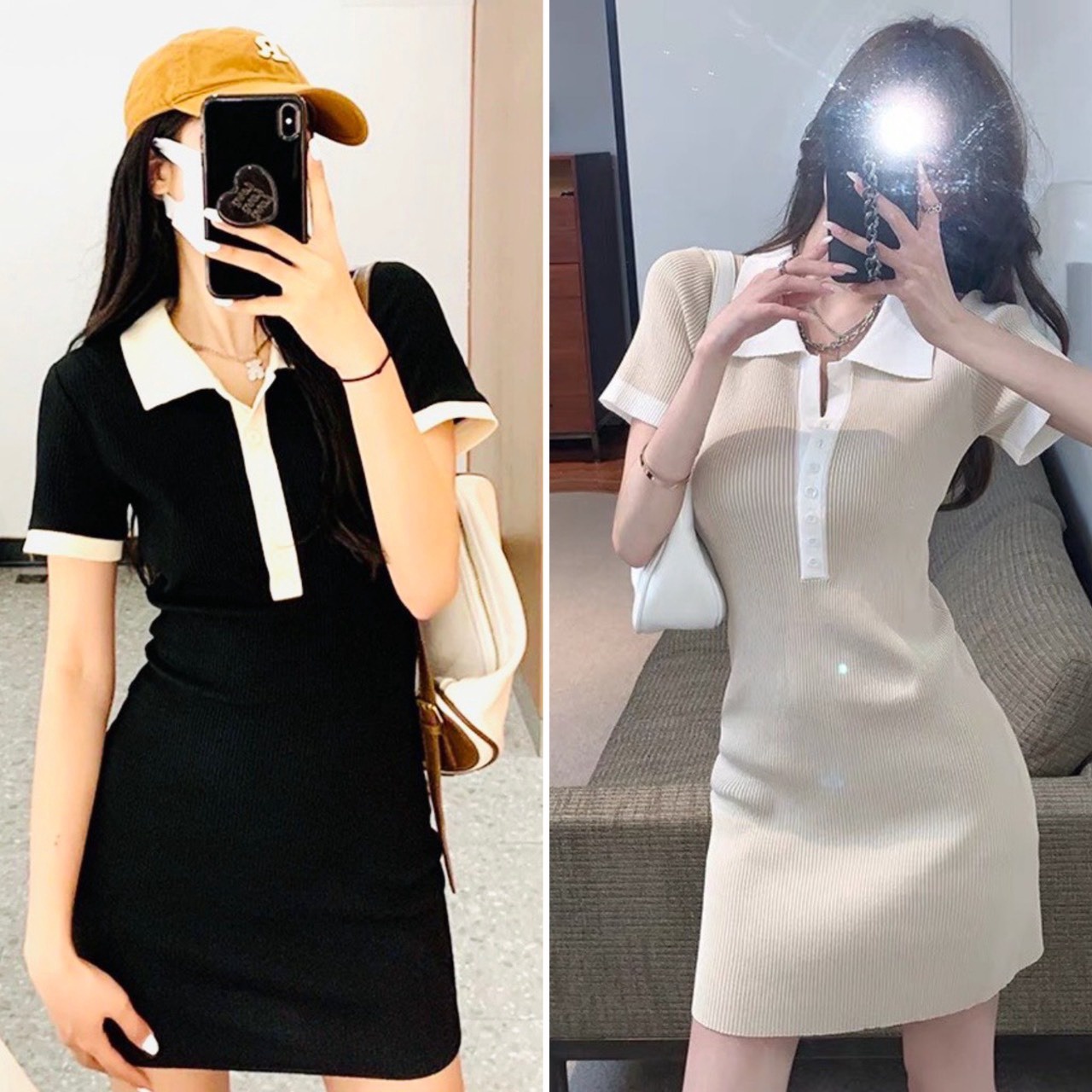 đầm Váy Body Cổ Polo Nữ Tay Ngắn Dáng ôm Body Ug006 – Nana House