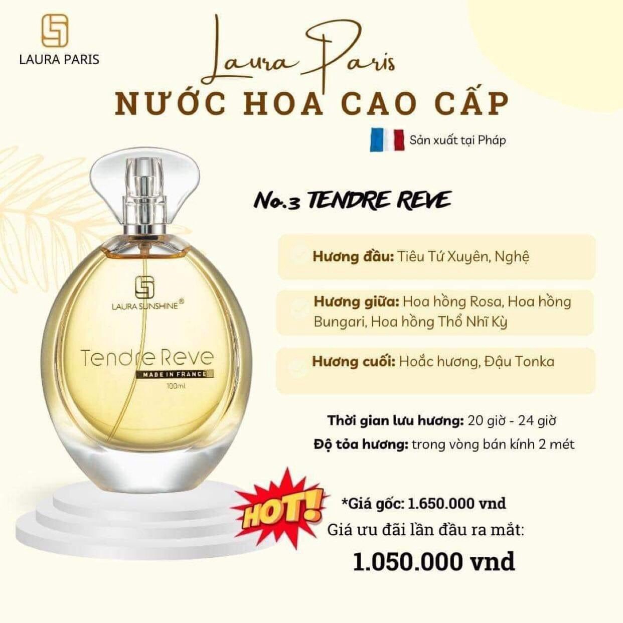 Nước Hoa Nữ Tendre Reve Laura Paris No3 100ml – Laura Sunshine