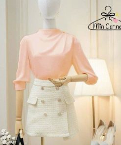 áo Sơ Mi Kiểu Nữ Tay Dài Xếp Li Vai đính Nút Sang Trong Ms23 – Min Corner