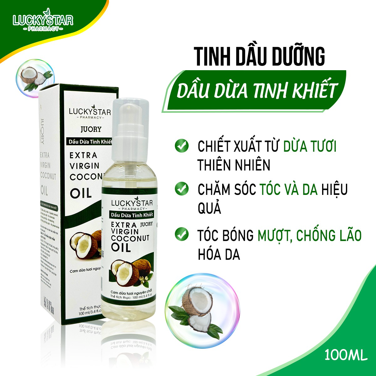 Tinh Dầu Dừa Nguyên Chất 100ml – Lucky Star