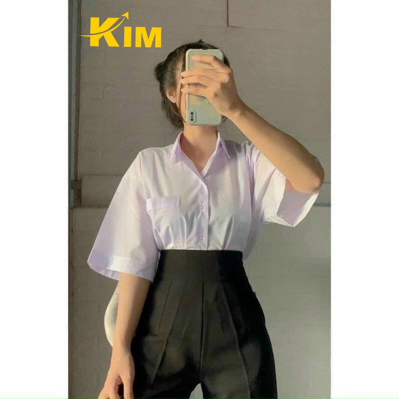 áo Sơ Mi Trắng Tay Ngắn Học Sinh Sinh Viên – Kim
