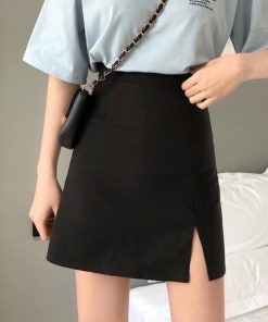 Chân Váy Ngắn Chữ A Xẻ Tà Phong Cách Công Sở Lưng Cạp Cao (có Quần Trong) Ug420 – Nana House
