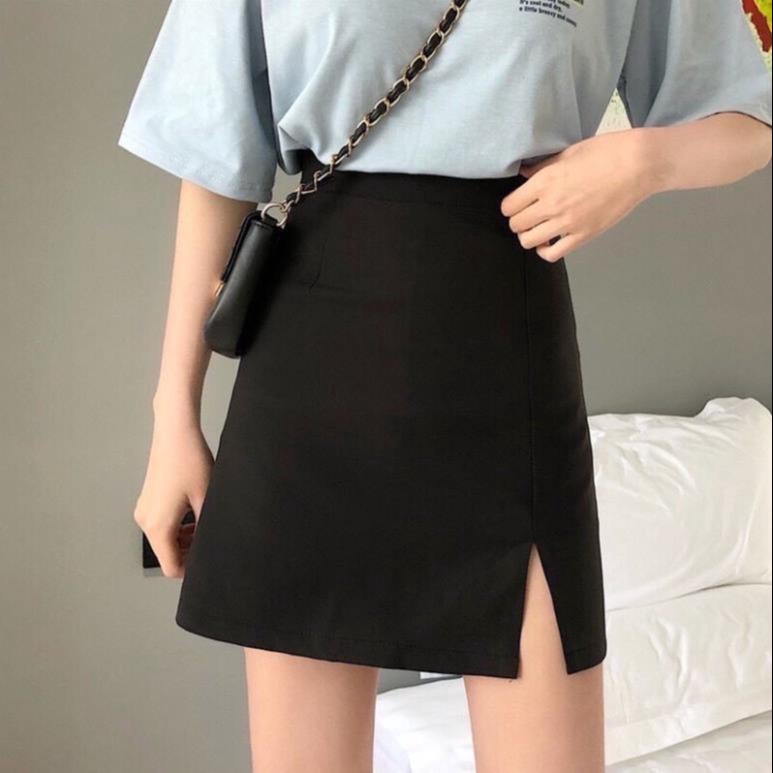 Chân Váy Ngắn Chữ A Xẻ Tà Phong Cách Công Sở Lưng Cạp Cao (có Quần Trong) Ug420 – Nana House