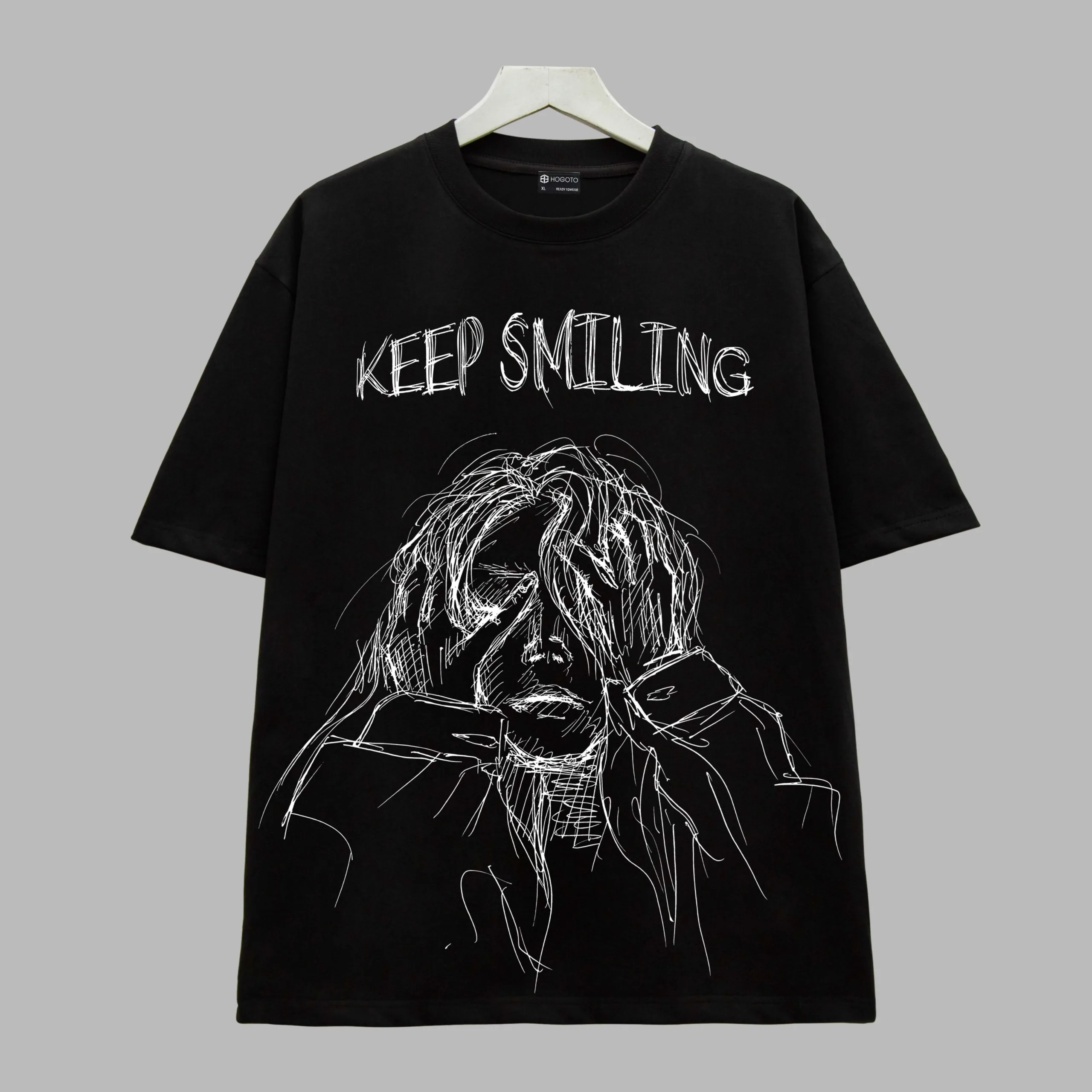 Áo Thun Tay Lỡ Unisex Nam Nữ In Chữ Keep Smiling Kèm Hình, Chất Liệu Cotton Mịn Mát Thấm Hút Mồ Hôi (attl15)- Chốt đi Store