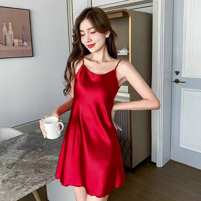 đầm Ngủ 2 Dây Lụa Satin Cao Cấp – Ausa House