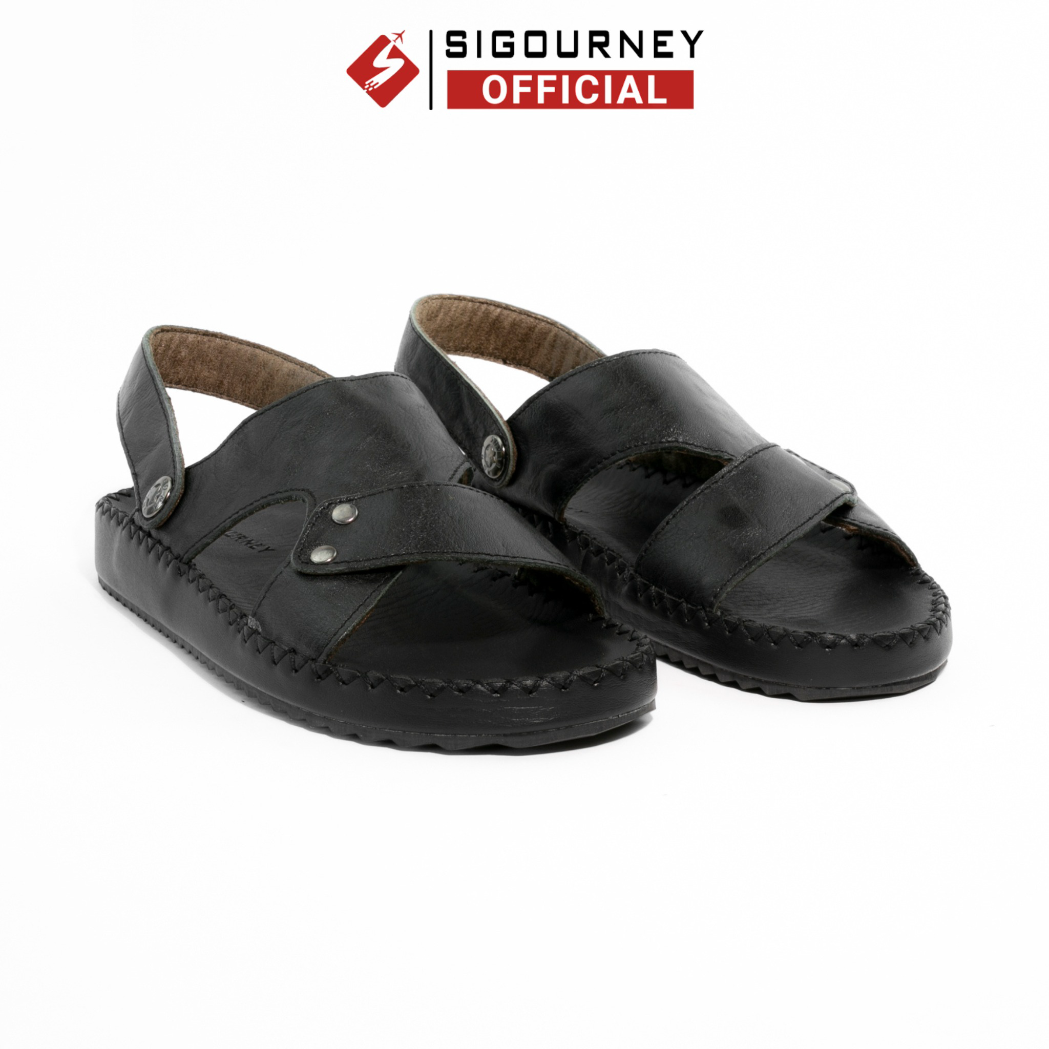 Dép Sandal Nam Da Bò Quai Hậu Lót Da Và Khâu đế Bền Bỉ Dn115- Sigourney