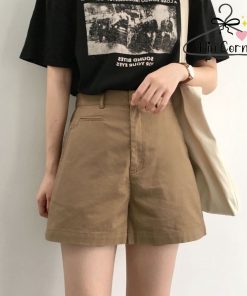 Quần Short Nữ Kaki ống Rộng Cạp Cao Dáng Chữ A Ulzzang Mq15 – Min Corner