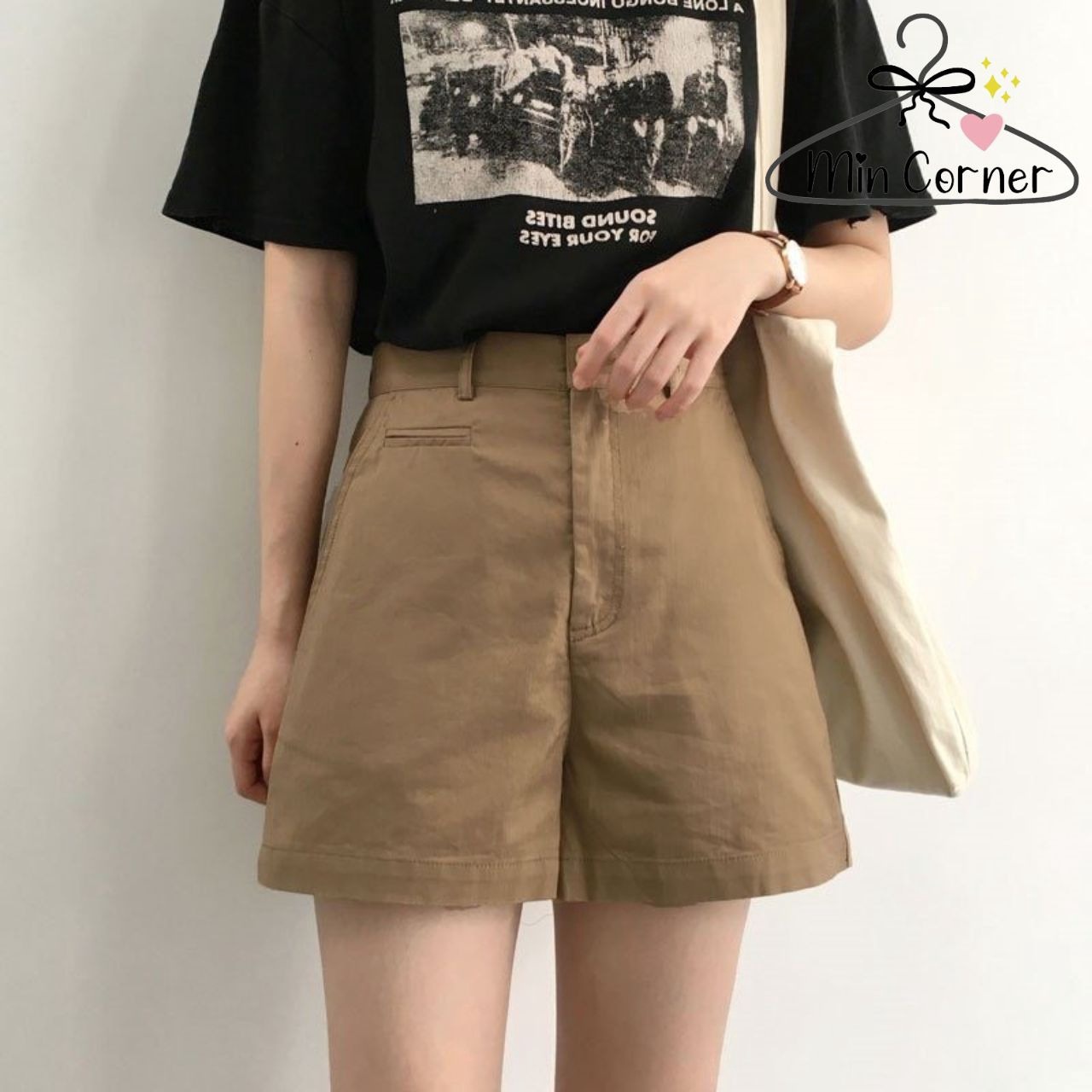 Quần Short Nữ Kaki ống Rộng Cạp Cao Dáng Chữ A Ulzzang Mq15 – Min Corner
