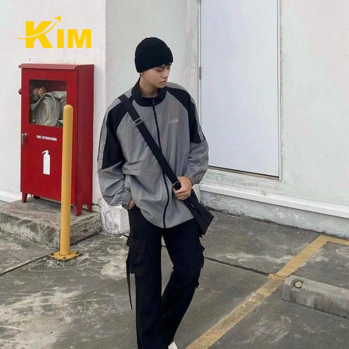 áo Khoác Unisex Dù Phối Màu Form Rộng Cá Tính – Kim