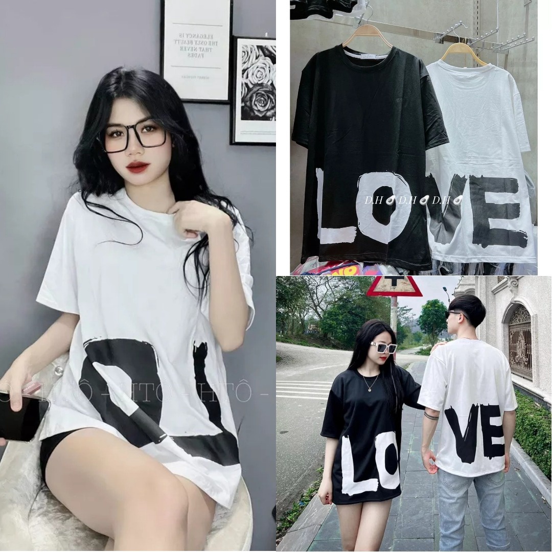 áo Thun Nữ, áo Phông Unisex Form Rộng Love