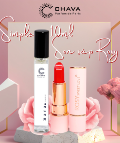 Set 2 Sản Phẩm Nước Hoa Chava Simple 10ml + Son Sáp Lì Rosy Sweetlove