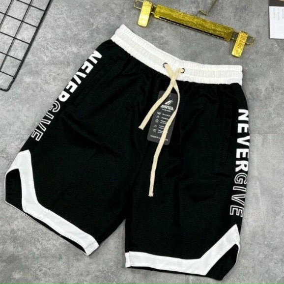 Quần Short Nam Vải Thun Cotton Co Giãn In Chữ Nevergive Tp300 – Golden Dream