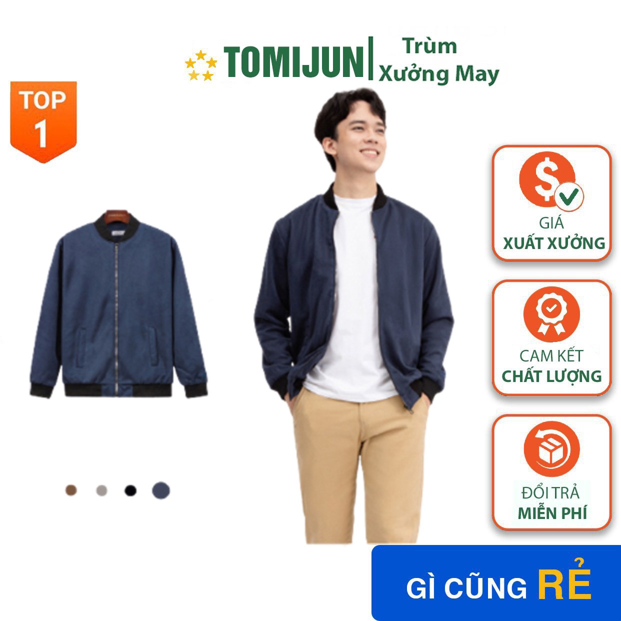 áo Khoác Nam Da Lộn Bomber Tay Chun Cao Cấp 4 Màu Giữ Nhiệt Tốt Phong Cách Thời Trang Tj03 – Tomijun.vn