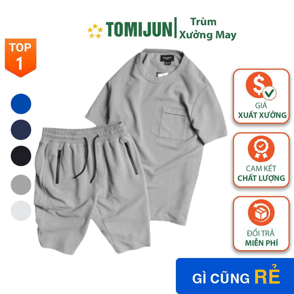 Bộ Quần áo Thể Thao Nam Cộc Tay Chất Cotton Xốp Thái Mềm Mịn Thoáng Mát Mặc Nhà đi Chơi Tj05 – Tomijun.vn