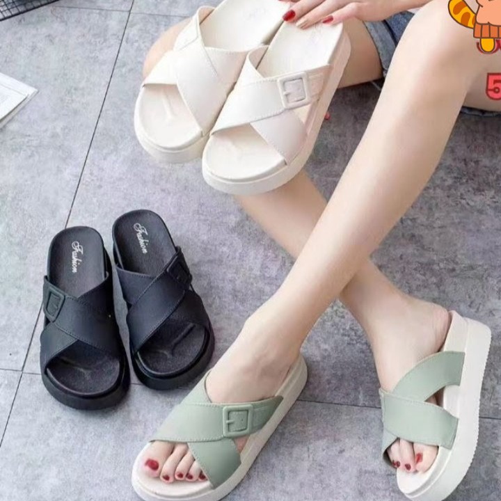 Dép Nữ Quai Chéo, ,đế Cao 5cm, Siêu êm, Lên Chân Sang Chảnh- Haanh
