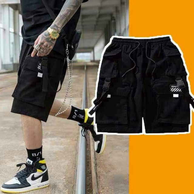 Quần Short Nam Kaki Túi Sọc Chéo Hộp Phản Quang Phối Dây Co Giãn – Ausa House