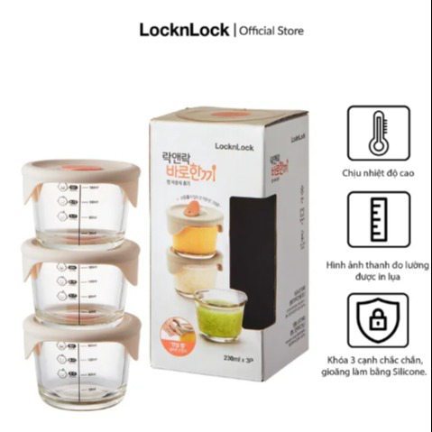 Hộp đựng Thức ăn Cho Bé Có Vạch Chia 230ml X 3 Hộp Llg508s3 – Lock&lock
