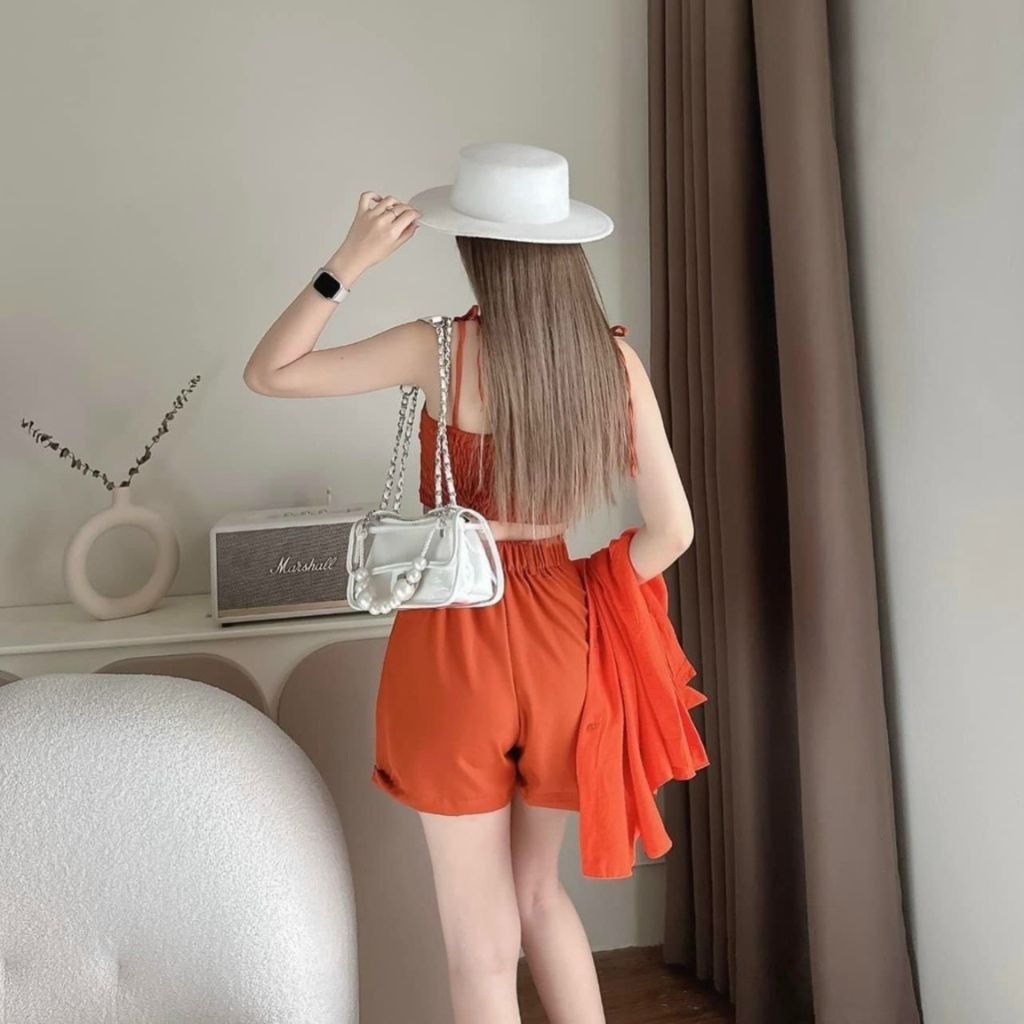 Set 3 Món đi Biển áo Sơ Mi Kèm áo Croptop Kèm Quần Short M715 – Lisa
