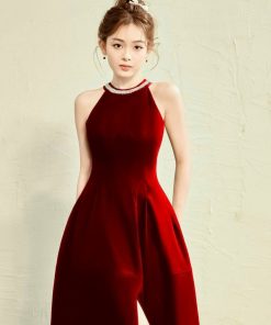đầm Cổ Yếm Dáng Dài Chất Cotton Lạnh Phối Kim Sa T650 – Lisa