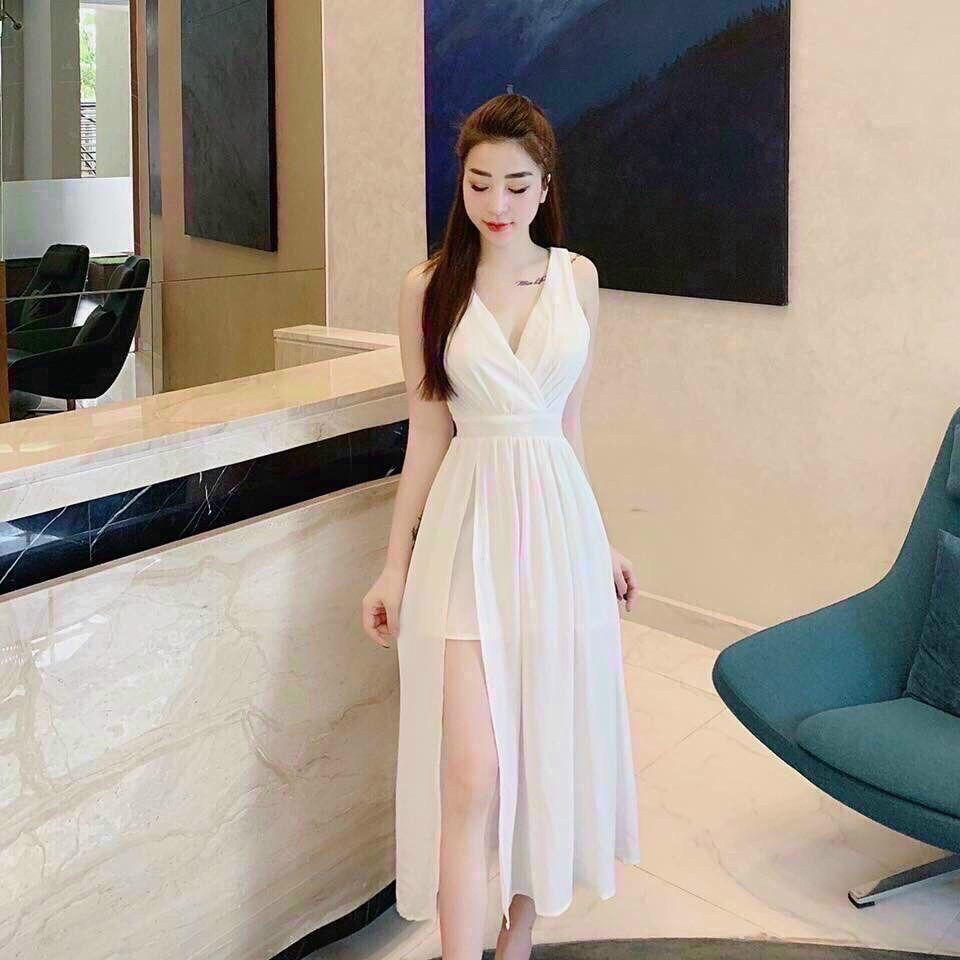 đầm Maxi Cổ Tim Xẻ Tà đi Biển Chất Voan Ching Fon T622 – Lisa