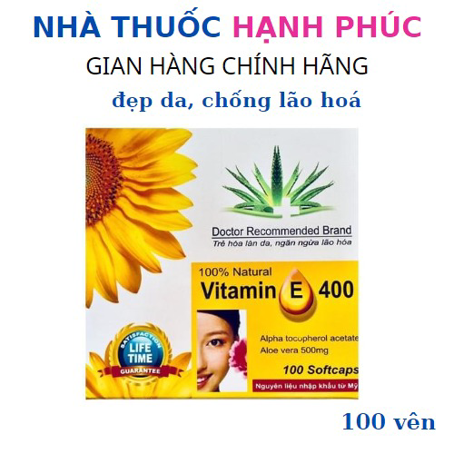 Viên Uống đẹp Da Doctor Recommended Brand Vitamin E 400 Giúp đẹp Da, Chống Lão Hoá Hộp 100 Viên – Usa