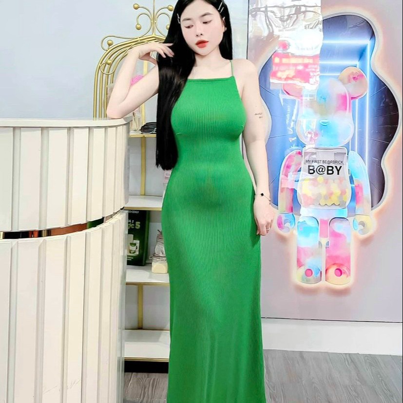 đầm Nữ 2 Dây ôm Body Dáng Dài Xòe Chất Thun Gân Dd600 – Nana House