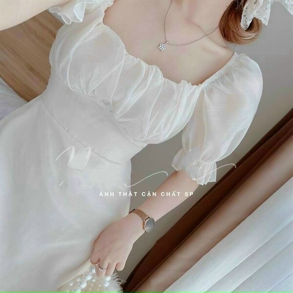 đầm Voan Trắng Cổ Chữ U V56 – Cloudy Dress