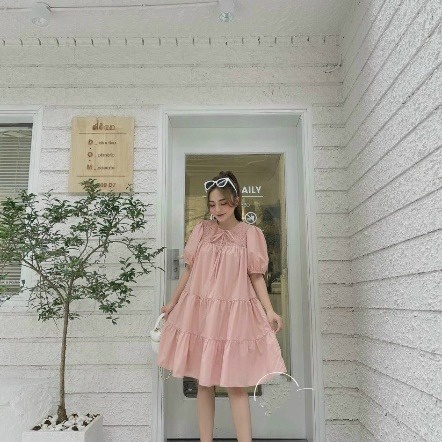 Váy Baby Doll Hồng Cute Chất Kate V65 – Cloudy Dress