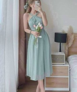 đầm Tiểu Thư Voan Lụa Cổ Chéo Dáng Dài Màu Trắng V71 – Cloudy Dress