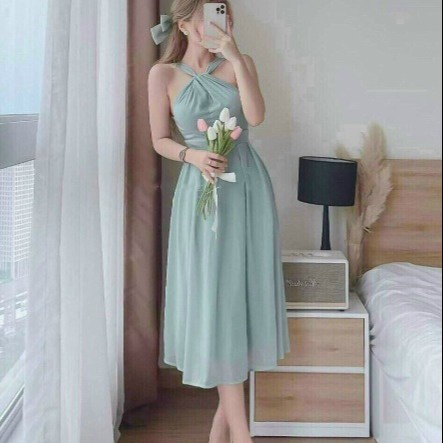 đầm Tiểu Thư Voan Lụa Cổ Chéo Dáng Dài Màu Trắng V71 – Cloudy Dress