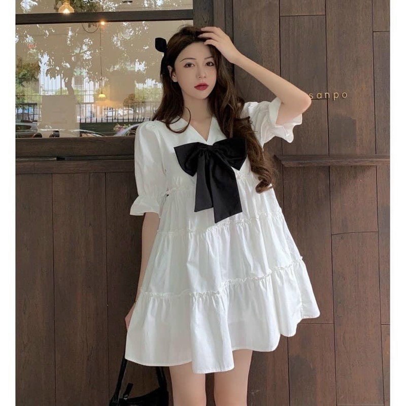 đầm Lụa Ngắn đính Nơ V78 – Cloudy Dress