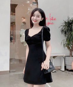 đầm Xòe Ngắn Tay Bồng Trơn Chất Kate V103 – Cloudy Dress