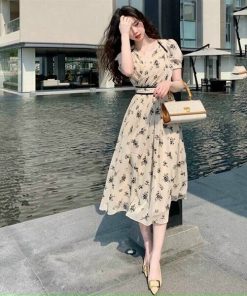đầm Hoa Dáng Dài Tay Ngắn Sang Chảnh V268 – Cloudy Dress