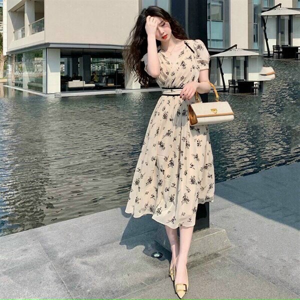 đầm Hoa Dáng Dài Tay Ngắn Sang Chảnh V268 – Cloudy Dress