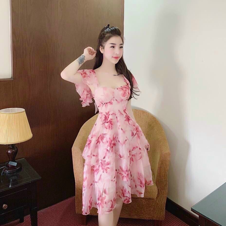 đầm Hoa Dáng Xòe Trẻ Trung V347 – Haka Mây