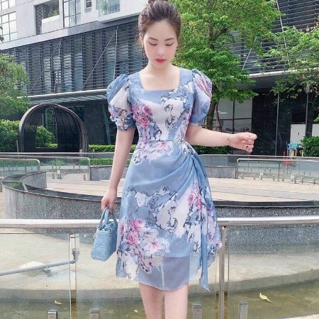 đầm Lụa Hoa ôm Eo Tôn Dáng V349 – Haka Mây