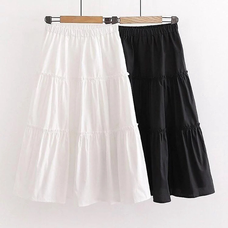 Chân Váy Midi Phối Viền Bèo 3 Tầng Dáng Dài Qua Gối Sldcv72 – Diepchi Fashion