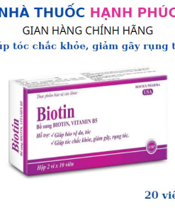 Viên Uống Biotin Bổ Sung Vitamin B5 Giúp Khoẻ Tóc Giảm Gãy Rụng Tóc Hộp 20 Viên – Rostex Pharma