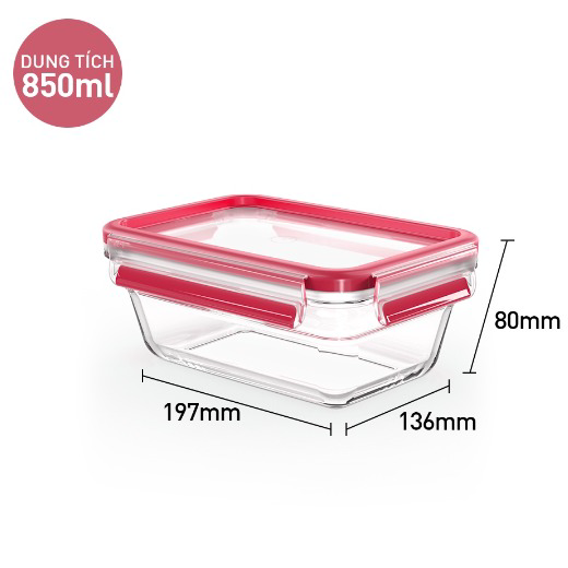 Hộp Thủy Tinh Vuông Tefal Masterseal Glass850ml Màu đỏ N1040812 – Sht House