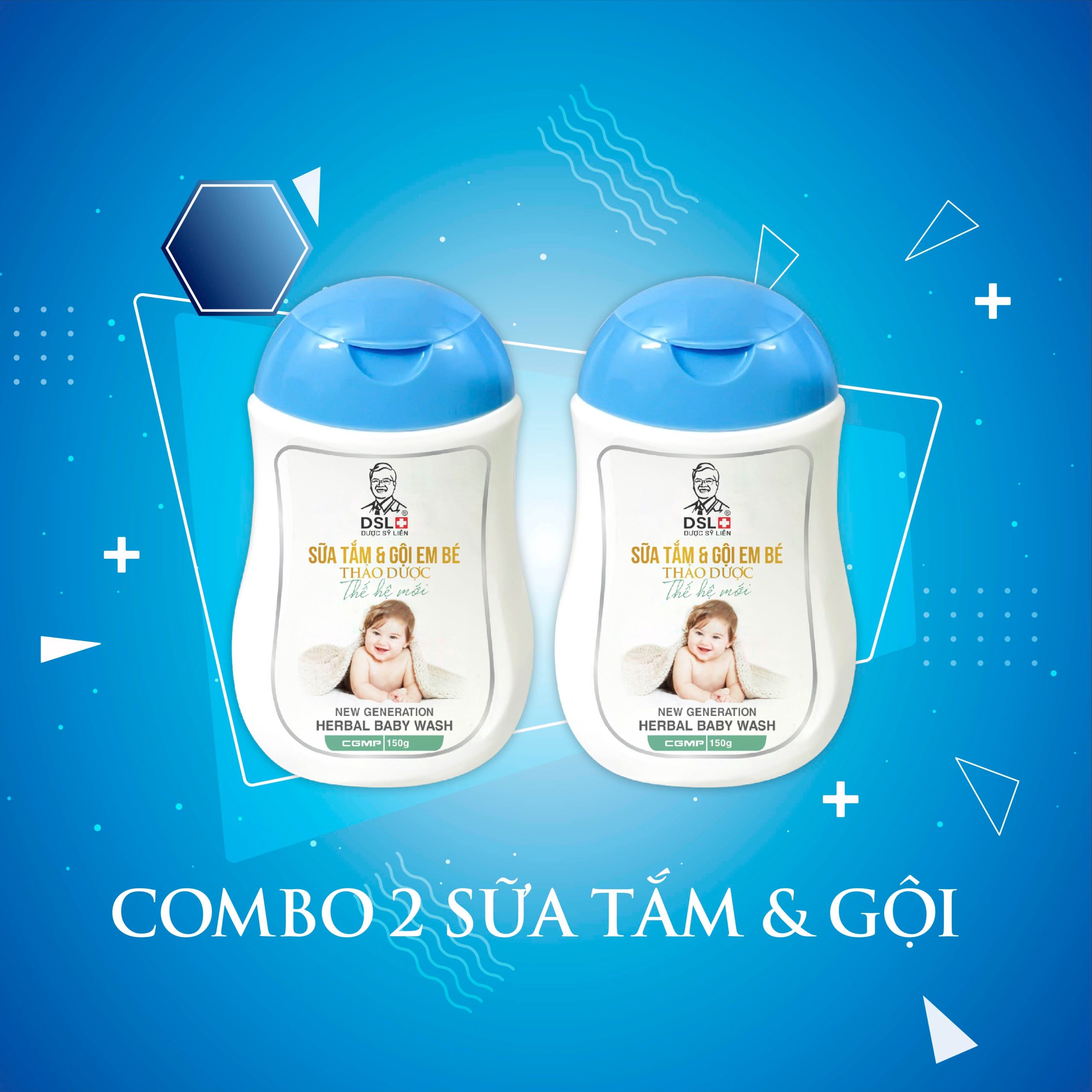 Combo 2 Chai Sữa Tắm & Gội Em Bé Thảo Dược Thế Hệ Mới 150g – Dsl