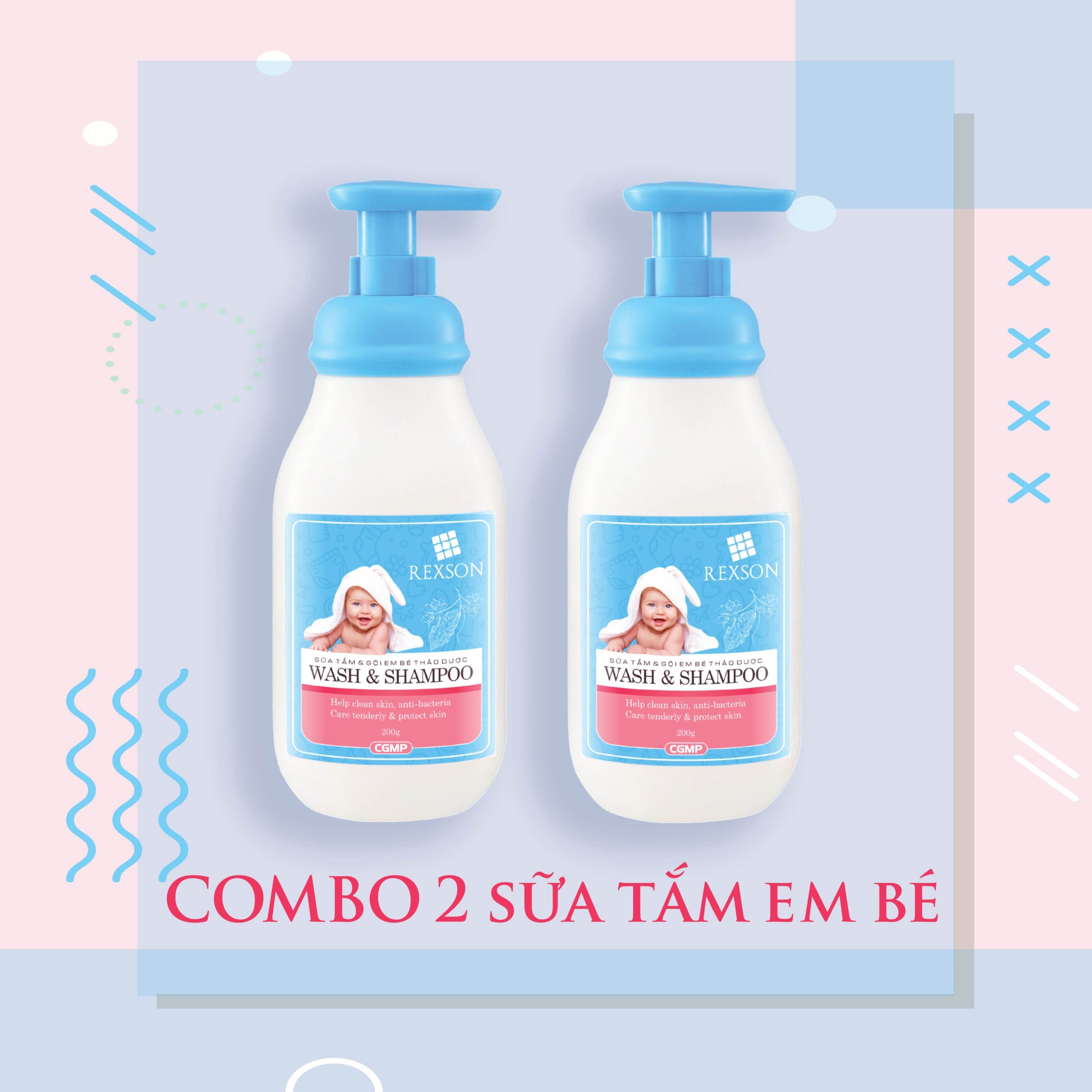 Combo 2 Chai Sữa Tắm & Gội Em Bé Thảo Dược – Rexson