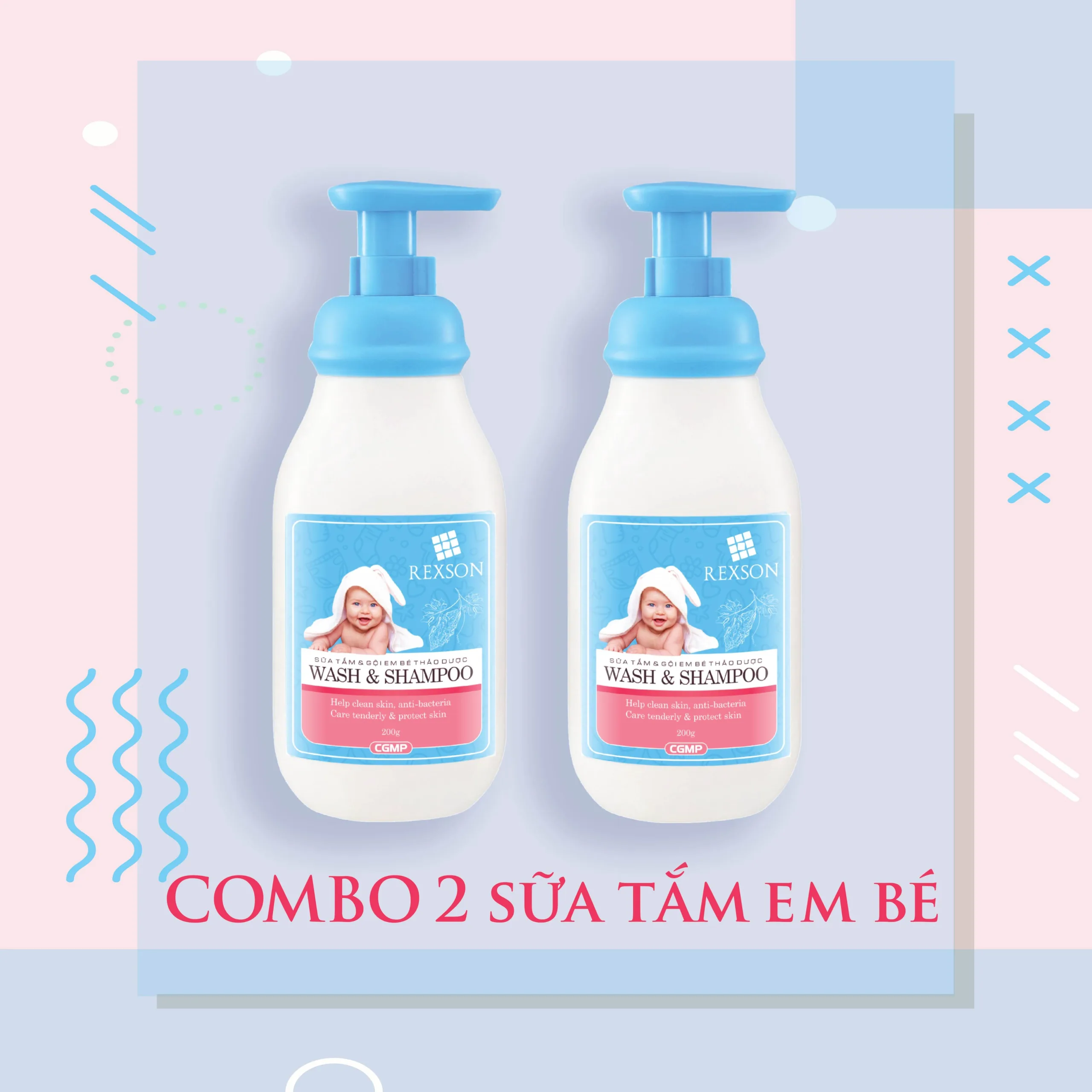 Combo 2 Chai Sữa Tắm & Gội Em Bé Thảo Dược – Rexson