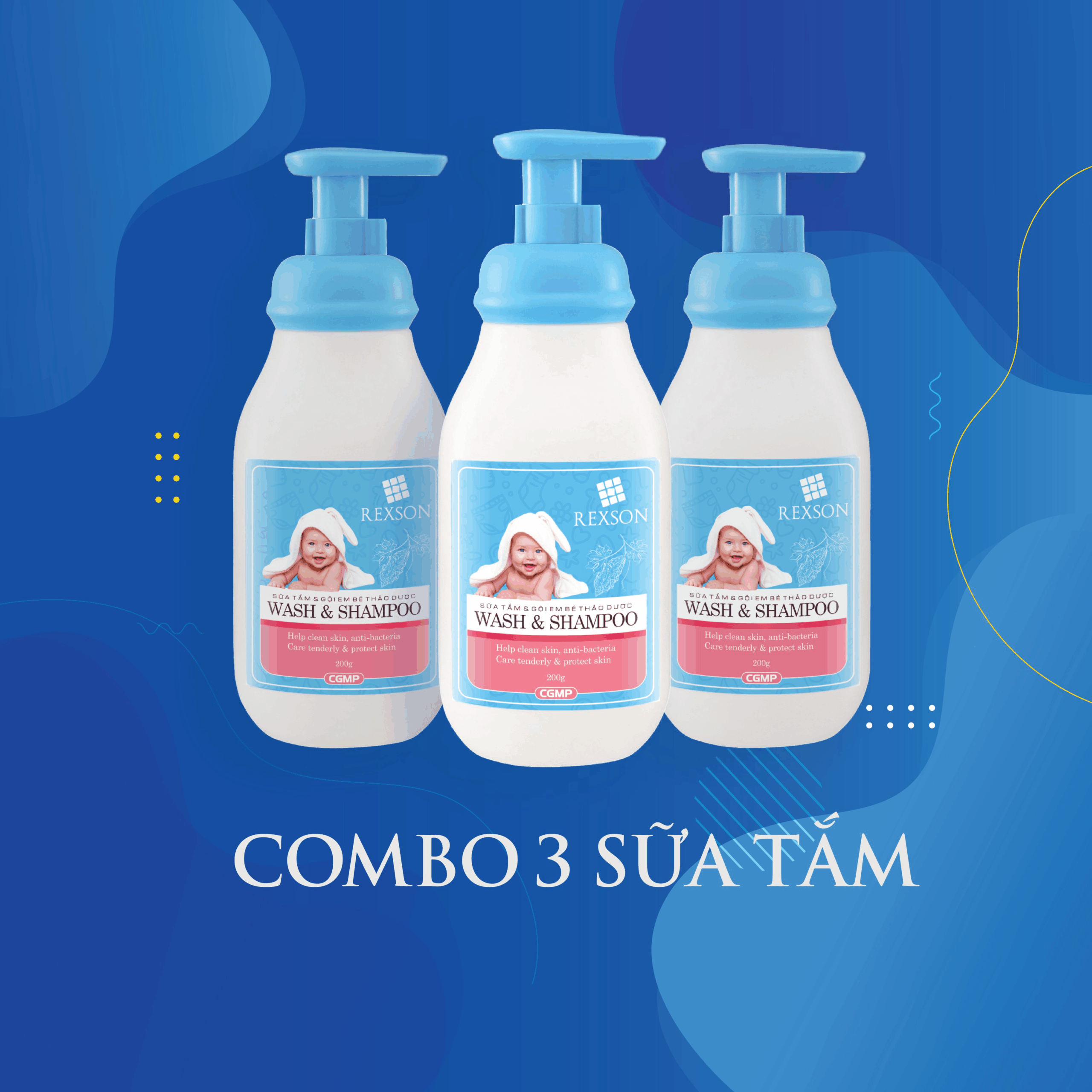 Combo 3 Chai Sữa Tắm & Gội Em Bé Thảo Dược – Rexson 1 Combo 3 Chai Sữa Tắm & Gội Em Bé Thảo Dược – Rexson