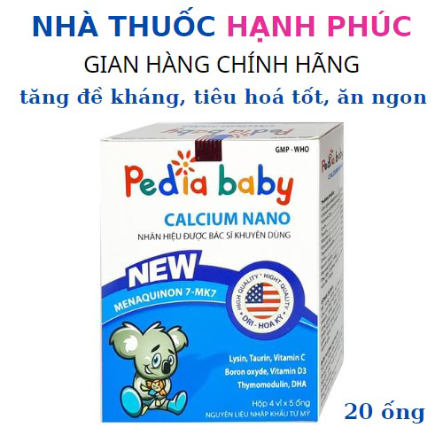 Siro ăn Ngon Pedia Baby Calcium Nano Bổ Sung Lysime Vitamin Và Khoáng Chất Hộp 20 ống – Usapharma