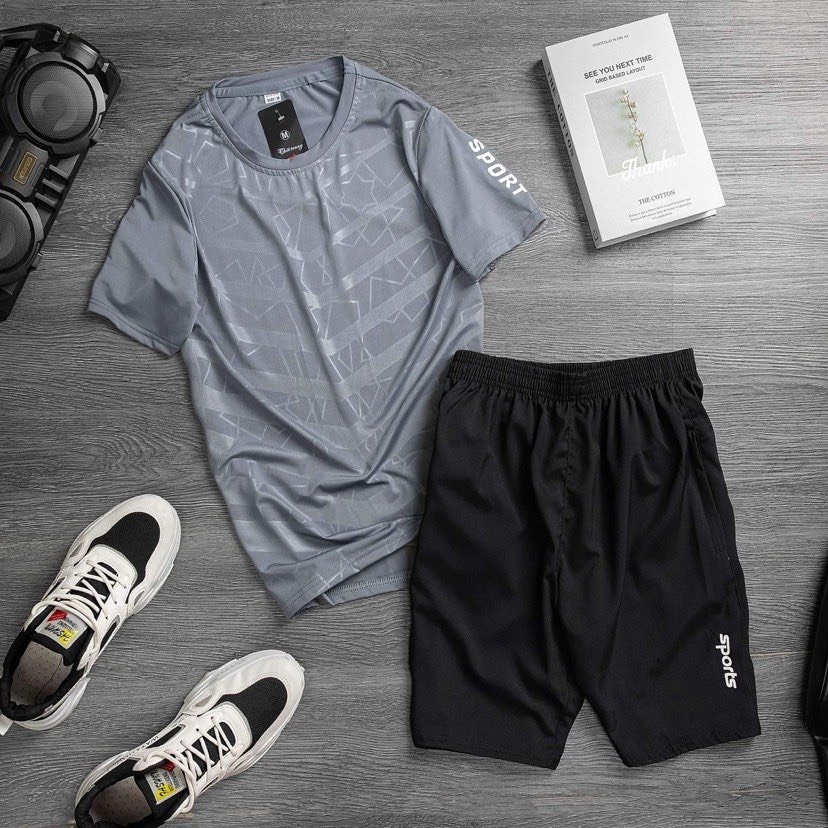 Bộ Quần áo Thể Thao Nam Cổ Tròn Chất Liệu Thun Lạnh Co Dãn 4 Chiều – Men’s Style