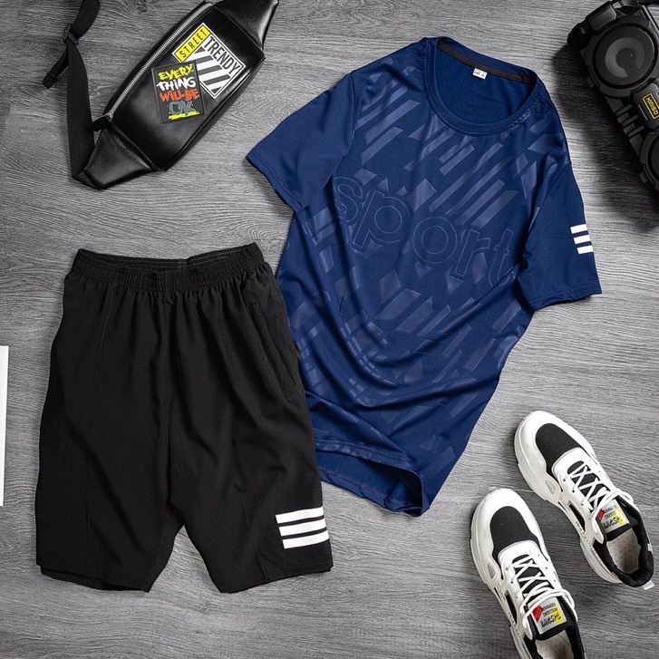 Bộ Thể Thao Nam Cổ Tròn ép Vân Sport Chất Liệu Vải Thun Thể Thao Co Giãn đàn Hồi – Men’s Style