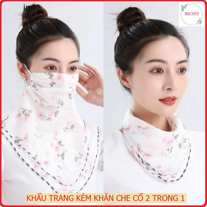 Khẩu Trang Chống Nắng Kiêm Khăn đeo Cổ 2 Trong 1 Bằng Vải Lụa Thoáng Mát Ctb147 – Bechip